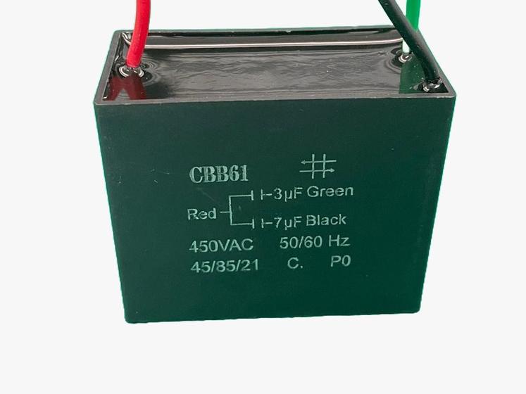 Imagem de 1x Capacitor Partida 3+7uf/450v Fio 58x30x48mm Cbb61