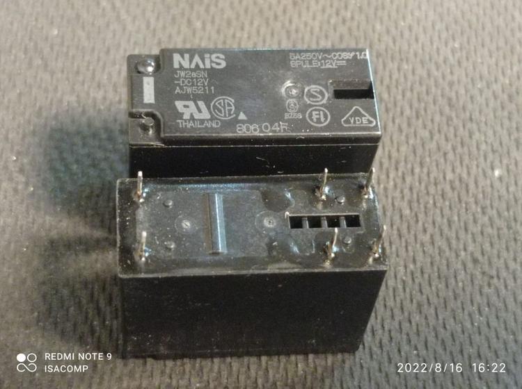 Imagem de 1x Rele Jw2asn-dc12v 12v 5amp 6 Terminais Nais Matsushita