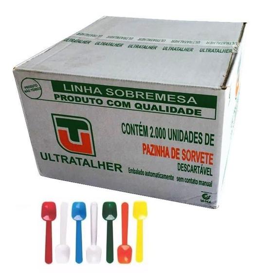 Imagem de 2.000 Pinha P/Sorvete Colher Colorida 7,5Cm Ultrat (1Cx)