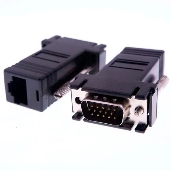 Imagem de 2 Adaptador Extensor Vga Video Via Cabo Rede Rj45 - 1 Par