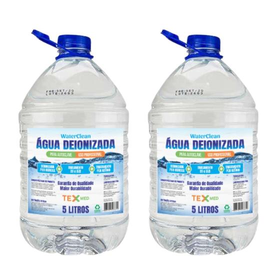 2 Água Destilada / Deionizada Galão de 5 litros - Texmed - WaterClean - CPAP, AUTOCLAVE e muito mais Menor preço em 2 Água Destilada / Deionizada Galão de 5 litros - Texmed - WaterClean - CPAP, AUTOCLAVE e muito mais