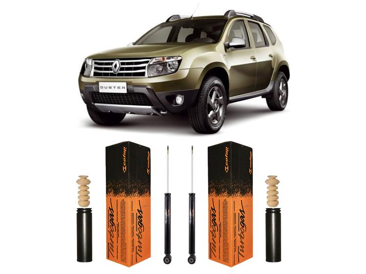 Imagem de 2 Amortecedor + Kit Batente Traseiro Duster 4x2 2012 2013 14