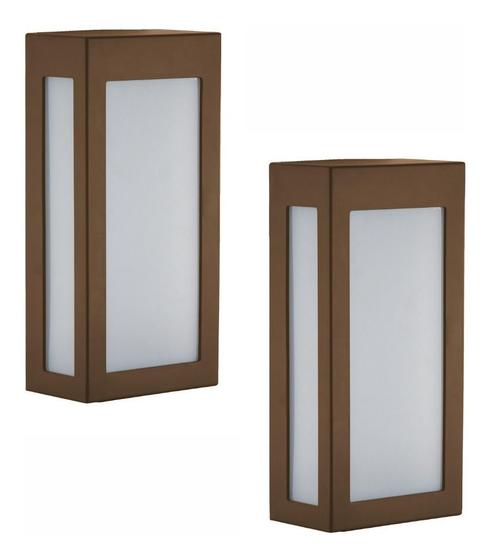 Imagem de 2 Arandelas Externa Luminária De Parede Quadrada Marrom 441
