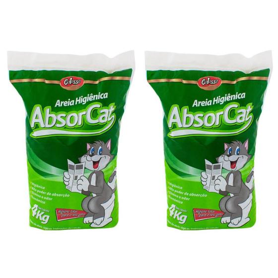 Imagem de 2 Areia Sanitária Higiênica Para Gato 4kg Cada Absorcat Colosso