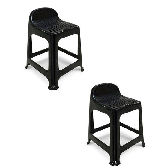 2 Banqueta Plástica Com Encosto Multiuso 59Cm Preta Arqplast é boa?