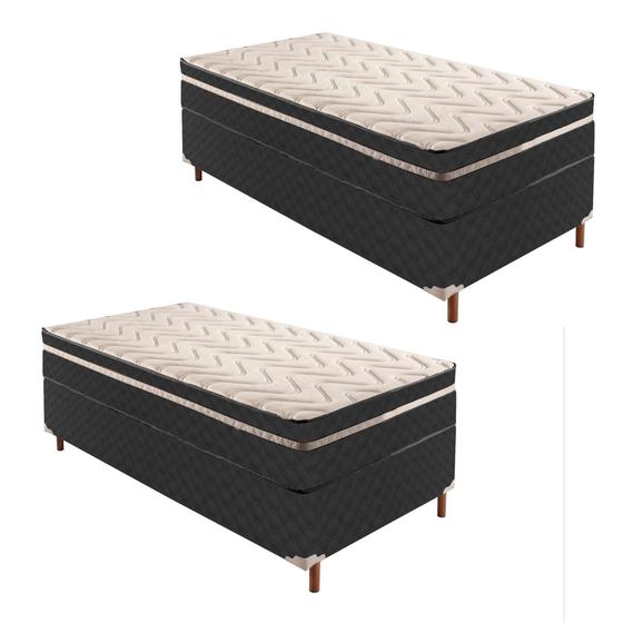 Imagem de 2 Bases Box Solteiro Íris 42x88x188cmcom Kit com 2 Colchões Solteiro Molas Extrapedic Íris 28x88x18