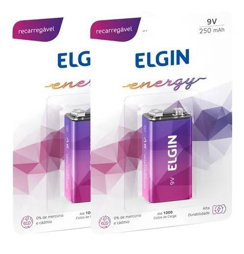 Imagem de 2 Bateria 9v 250mah Recarregável Elgin 2 Cartela com 1