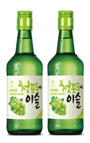 Imagem de 2 bebida coreana soju chum churum uva verde 360ml jinro plum