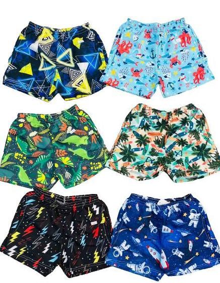 Imagem de 2 bermudas shorts  infantil menino tactel 1/8 praia piscina