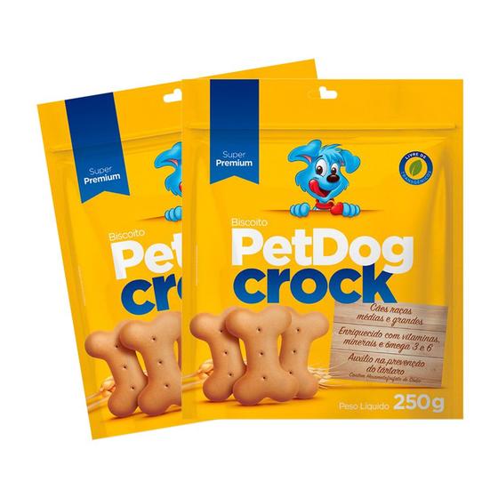 Imagem de 2 Biscoito para Cães PetDog Crock 250g