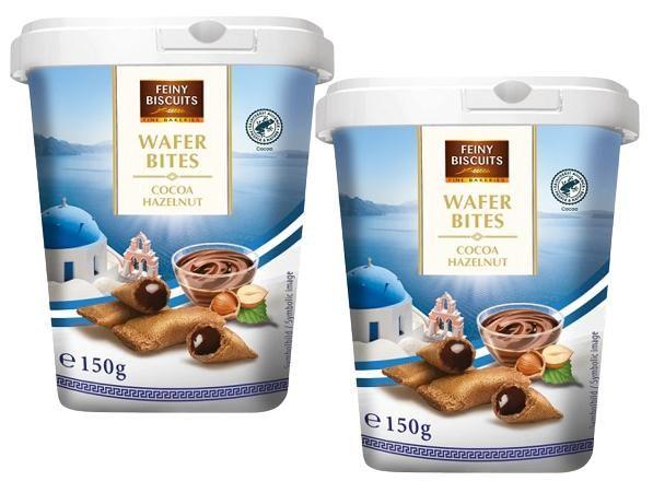 Imagem de 2 BISCOITO WAFER BITES COCOA HAZELNUT FEINY BISCUITS 150g