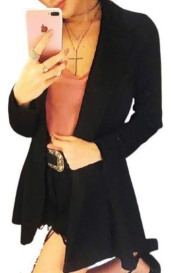 Imagem de 2 Blazer Max Comprido Longo Neoprene Sobretudo Moda Feminino