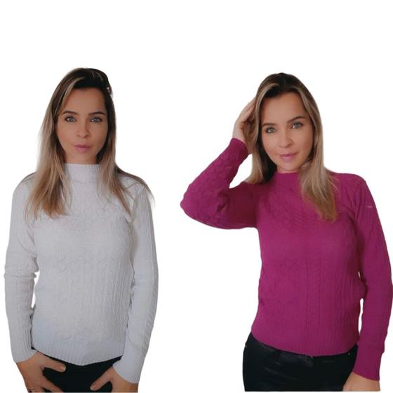 Imagem de 2 Blusas De Lã Feminina De Frio Segunda Pele Elegante Tricô