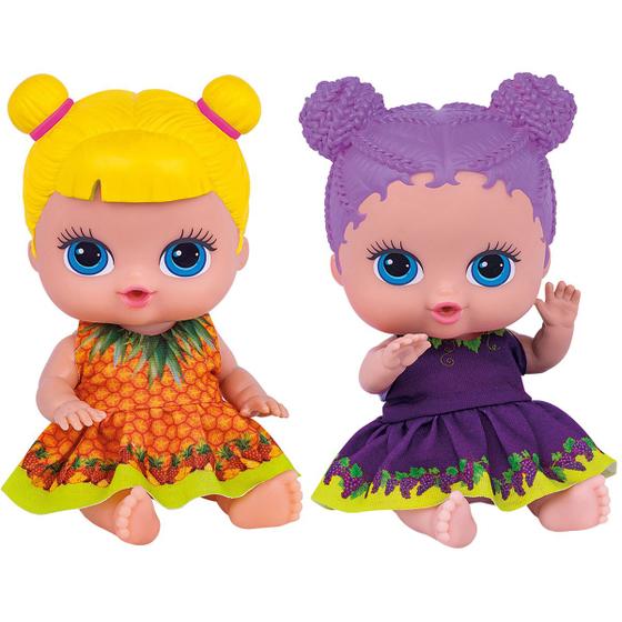 Imagem de 2 Boneca Bebe Frutinhas Cheirinho De Frutas Abacaxi e Uva