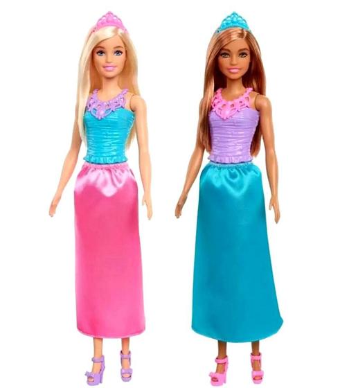 Imagem de 2 Bonecas Barbie Princesas Básicas Loira E Morena - Mattel