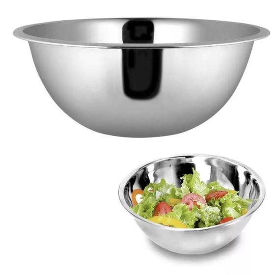 Imagem de 2 Bowl Inox Saladeira 22cm Vasilha Bacia Arroz Macarrão