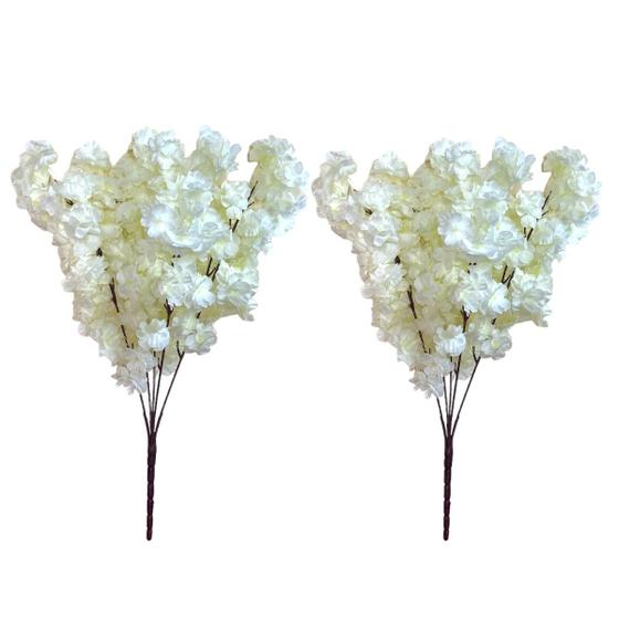 Imagem de 2 Buques Flor Cerejeira Artificial 5 Galhos Grande Decoração