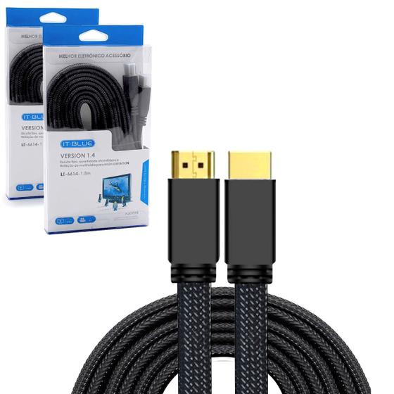 Imagem de 2 Cabos HDMI Full HD 1.4 Trançado It Blue Premium 3 Metros