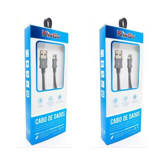 Imagem de 2 Cabos Metal Reforçado USB Kingo 1m 2.1A para Galaxy J6