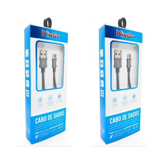 Imagem de 2 Cabos Metal Reforçado USB Kingo 1m 2.1A para Galaxy J8