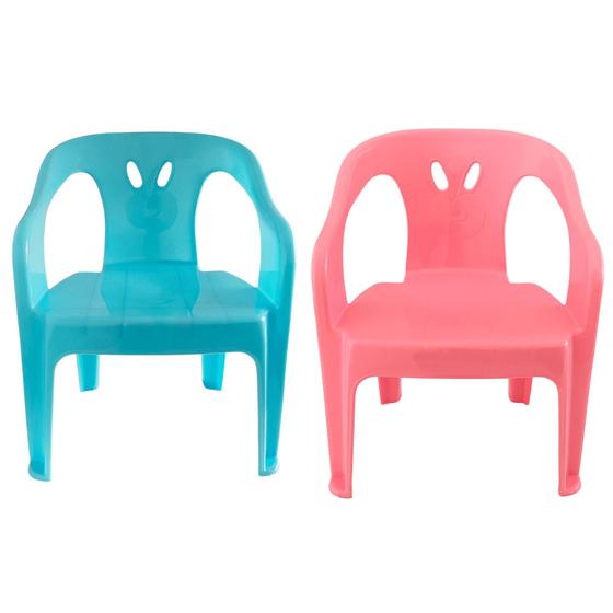 Imagem de 2 Cadeira Mini Poltrona Infantil Rosa E Azul De Plástico