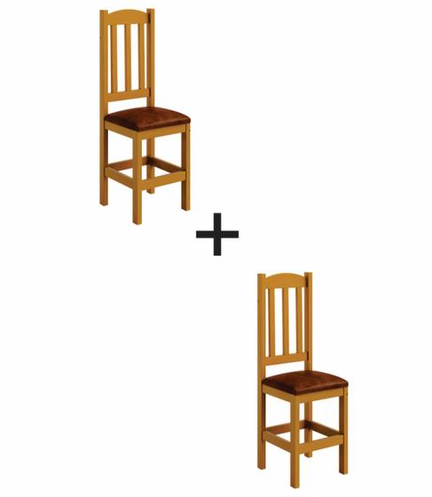 Imagem de 2 Cadeiras De Jantar Estofadas Madeira Maciça Mel Nemargi
