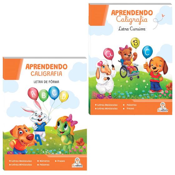 Imagem de 2 Caderno De Caligrafia Infantil Aprender A Escrever Letra De forma Cursiva