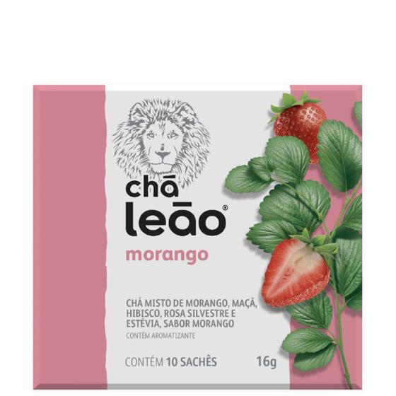 Imagem de 2 Caixas Chá Leão Morango 10 Sachês 16g