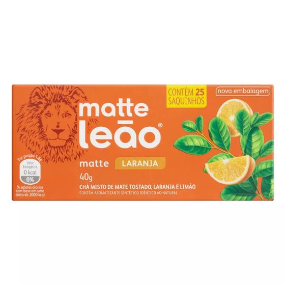 Imagem de 2 Caixas Chá Matte Leão Laranja 25 Sachês 40g