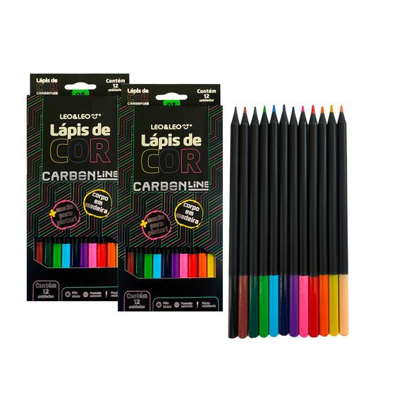 Imagem de 2 Caixas Lápis de Cor Carbon 12 Cores Leo&Leo