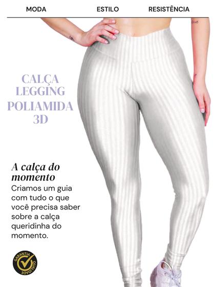 Imagem de 2 Calça Legging 3D Poliamida Básico Cintura Alta Grossa Fitness Academia Ou Dia A Dia