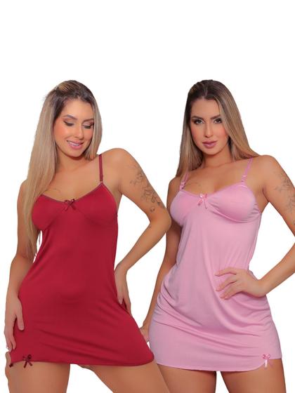 Imagem de 2 camisola lisa rosa e vermelho