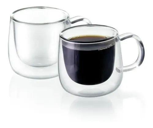 Imagem de 2 Canecas de vidro com parede dupla para Café 80 ml - Mimo Style