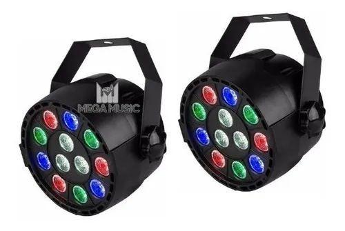 Imagem de 2 Canhão Par36 12 Leds Rgb Dmx Jogo De Luz Balada Decoração