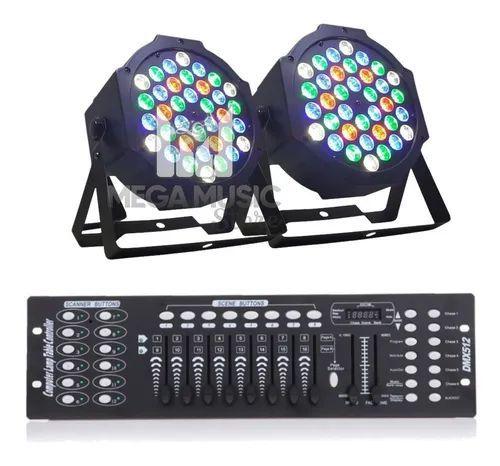 Imagem de 2 Canhão Refletor Led Rgbw 36 Leds Dmx Slim + Mesa Dmx 8/16