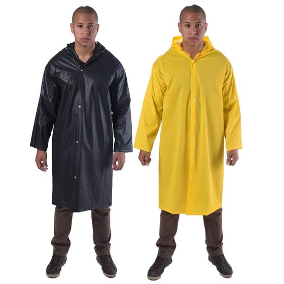 Imagem de 2 Capa De Chuva C/ Capuz Pvc Forrado Grande Resistente Top