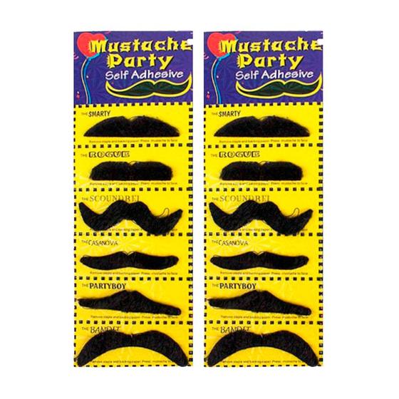 Imagem de 2 Cartelas Bigode Artificial Fantasia Carnaval Mustache