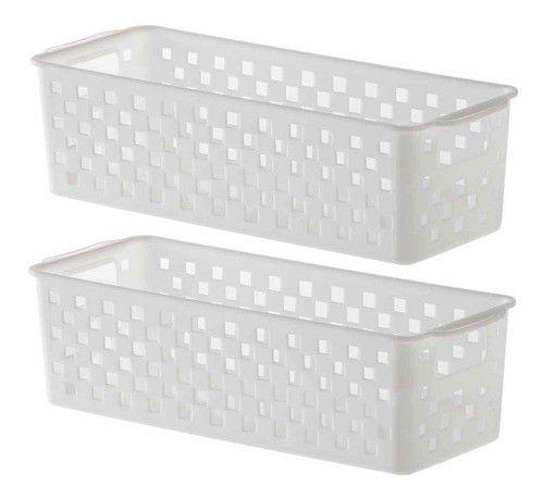 Imagem de 2 Cestas Organizadoras Quadratta branco para gavetas, armários, lavanderias, cozinha, banheiro e quarto infantil