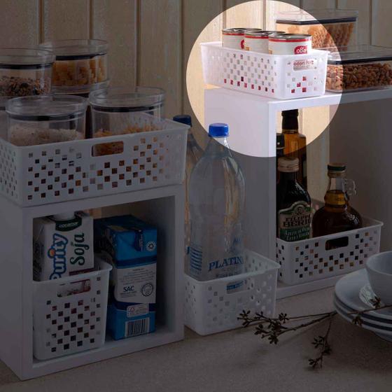 2 Cestas Organizadoras Quadratta branco para gavetas, armários, lavanderias, cozinha, banheiro e quarto infantil Menor preço em 2 Cestas Organizadoras Quadratta branco para gavetas, armários, lavanderias, cozinha, banheiro e quarto infantil