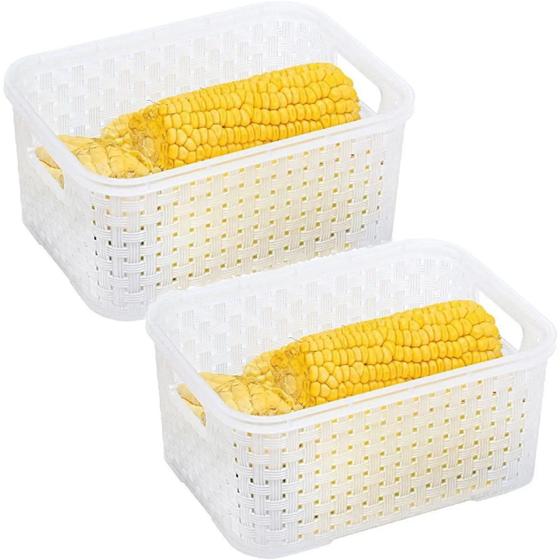 Imagem de 2 Cestos Organizadores de Geladeira Caixa 2L Litros com Alça