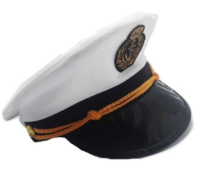 Imagem de 2 Chapeu De Marinheiro Branco Com Emblema Festas Cosplay Fantasia