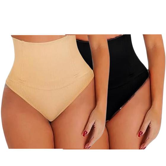 Imagem de 2 Cintas Modeladoras Calcinha Cós Alto Redutora Zero Barriga