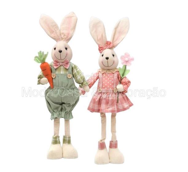 Imagem de 2 coelho de pascoa pelucia 60cm /decoração de pascoa enfeite