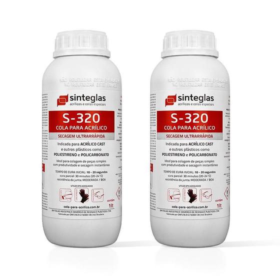 Imagem de 2 Cola Ultra-sinteglas Acrílico/policarbonato S-320 01 Lit