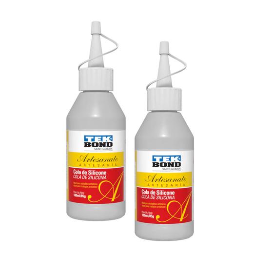 Imagem de 2 Colas Silicone Liquida Transparente Para Artesanato 100ml Tekbond