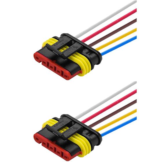 Imagem de 2 Conector 5 Vias Selado com Chicote Automóvel Caminhão Ônibus