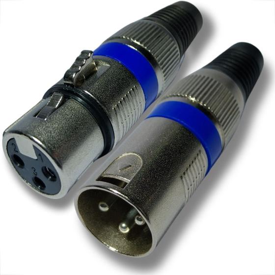 Imagem de 2 conectores xlr plug kit femea e macho cannon metal 3 polos painel niquel sistema pa áudio eventos