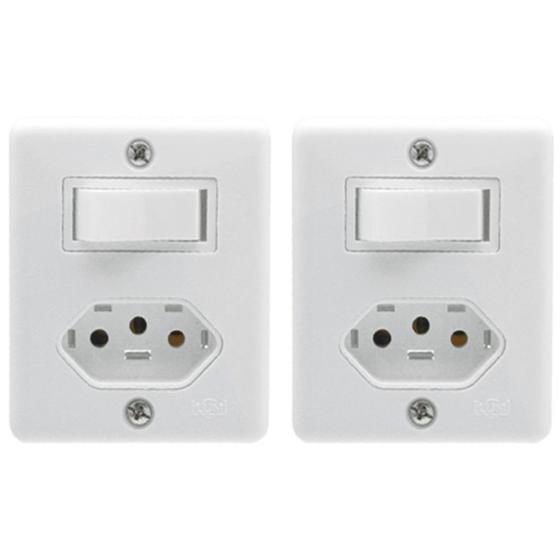 Imagem de 2 Conjunto Interruptor + 1 Tomada 10A Sobrepor Sistema X Box