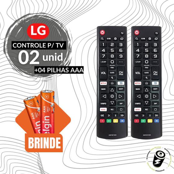 Imagem de 2 Controles Remoto Para Tv LG Smart Netflix Primevideo + Pilhas