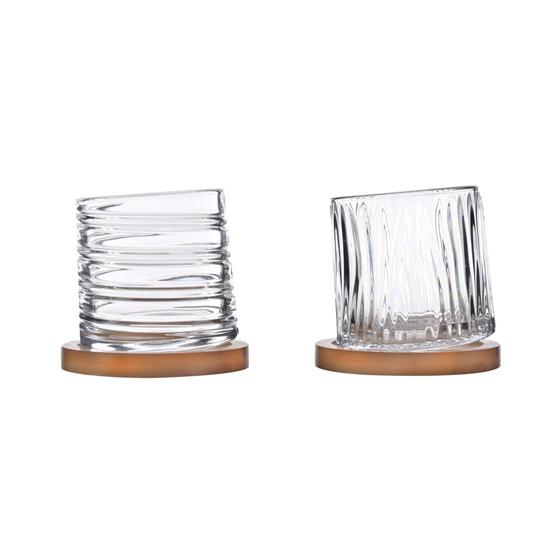 Imagem de 2 Copos para Whisky com 2 Bases de Bambu 300ml Kenya